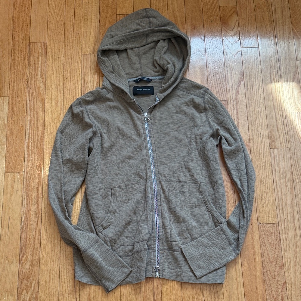 Wings + Horns Men's Olive Zip-Up Sweater